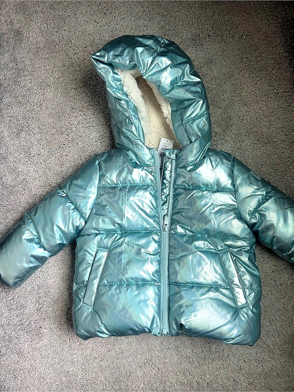Gap Girls 2T Sherpa-Lined Puffer Jacket in Blue